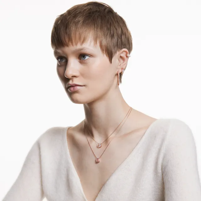 【SWAROVSKI 施華洛世奇】官方直營 Una 項鏈 圓形切割 鍍玫瑰金色 跳動的心 | 5272364