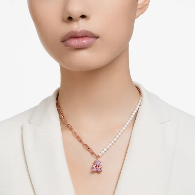 【SWAROVSKI 施華洛世奇】官方直營 Teddy 鏈墜 水晶珍珠 泰迪熊 粉紅色 | 5669166