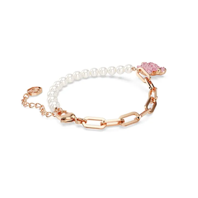 【SWAROVSKI 施華洛世奇】官方直營 Teddy 水晶珍珠 泰迪熊手鍊 粉紅色  | 5669169