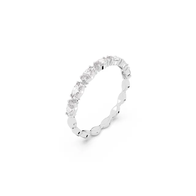 【SWAROVSKI 施華洛世奇】官方直營 Matrix Vittore 戒指 欖尖形切割 白色 鍍白金色(情人節禮物)