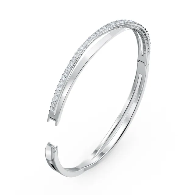 【SWAROVSKI 施華洛世奇】官方直營 Twist 手鐲 白色 鍍白金色 | 5572725