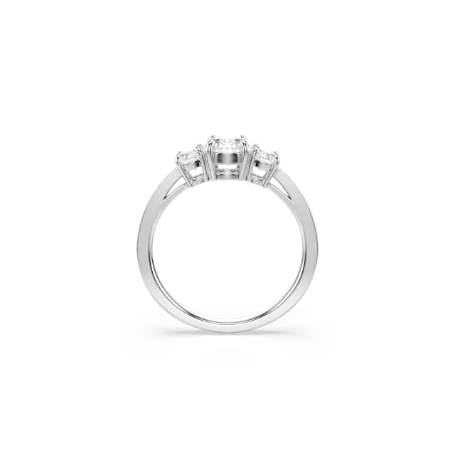 【SWAROVSKI 施華洛世奇】官方直營 Stilla Attract 戒指 圓形切割 白色 銀色調潤飾(情人節禮物)