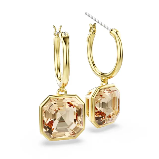 【SWAROVSKI 施華洛世奇】官方直營 Millenia 水滴形耳環 方形切割 焦糖色 | 5731148