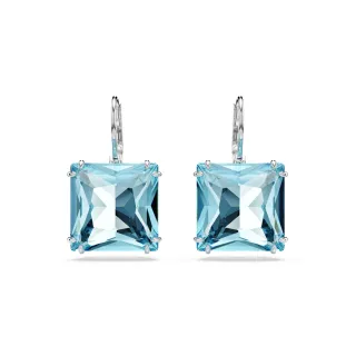 【SWAROVSKI 施華洛世奇】官方直營 Millenia 水滴形耳環 方形切割 藍色 | 5619472 (母親節 / 送禮 )
