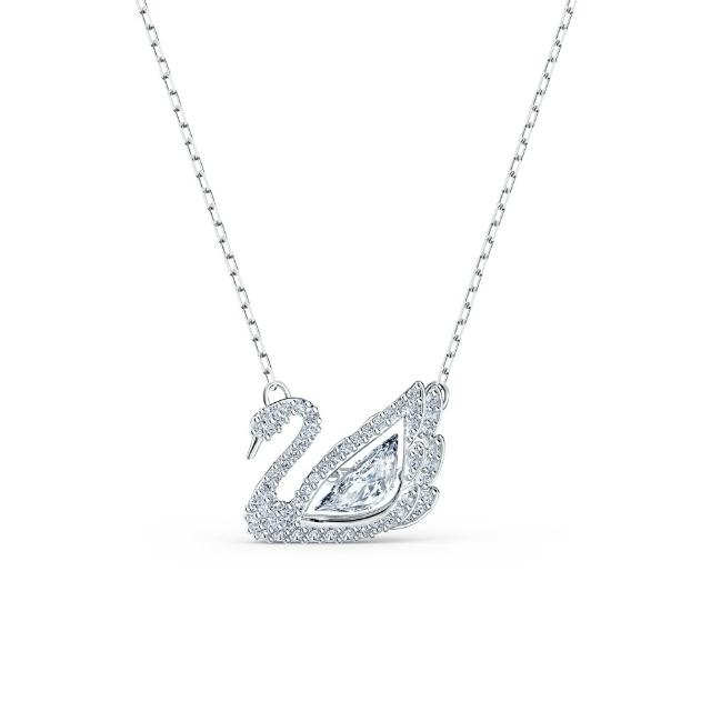 【SWAROVSKI 施華洛世奇】官方直營 Swan 項鏈 天鵝 白色 鍍白金色 | 5514421