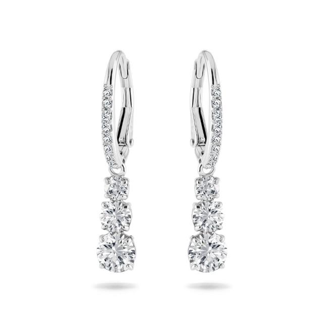 【SWAROVSKI 施華洛世奇】官方直營 Stilla Attract 大圈耳環 鍍白金色  | 5416155