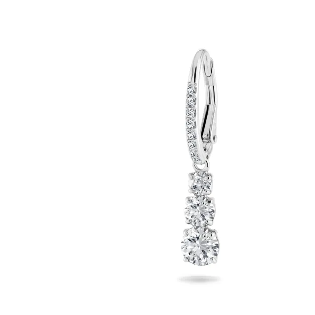 【SWAROVSKI 施華洛世奇】官方直營 Stilla Attract 大圈耳環 鍍白金色 | 5416155