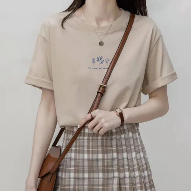【Uicy】韓版寬鬆文青風圖案短袖上衣 衣服女裝t恤短袖t恤 T505