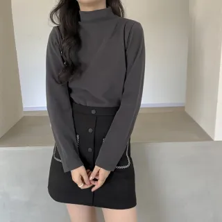【Uicy】韓版半高領打底長袖上衣 長袖上衣長袖t恤衣服女裝 W321