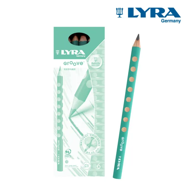 【LYRA】三角洞洞鉛筆6入(常規色)｜德國製 洞洞筆 三角鉛筆 大三角鉛筆 粗三角鉛筆