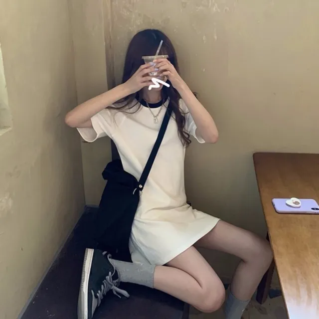 【Uicy】韓版小個子顯瘦休閒中長款連衣裙 連身裙 吊帶裙 吊帶S203