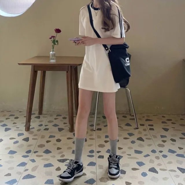 【Uicy】韓版小個子顯瘦休閒中長款連衣裙 連身裙 吊帶裙 吊帶S203