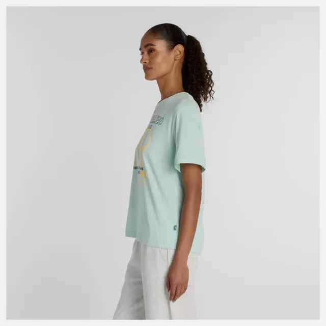 【NEW BALANCE】NB 短袖上衣 女 美規 綠 WT61P0NDCOJ