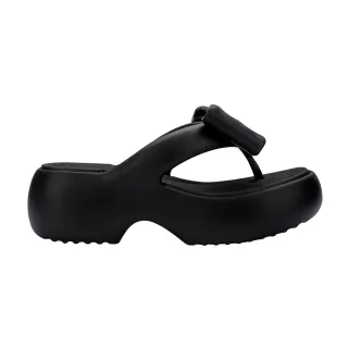 【Melissa】雲朵蝴蝶結夾腳厚底拖鞋(黑色)