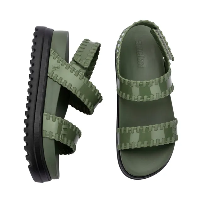 【Melissa】荷葉邊造型厚底涼鞋(墨綠色) 防潑水