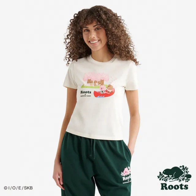 【Roots】Roots 女裝-ROOTS X ZANMANG LOOPY 短袖上衣(米白色)