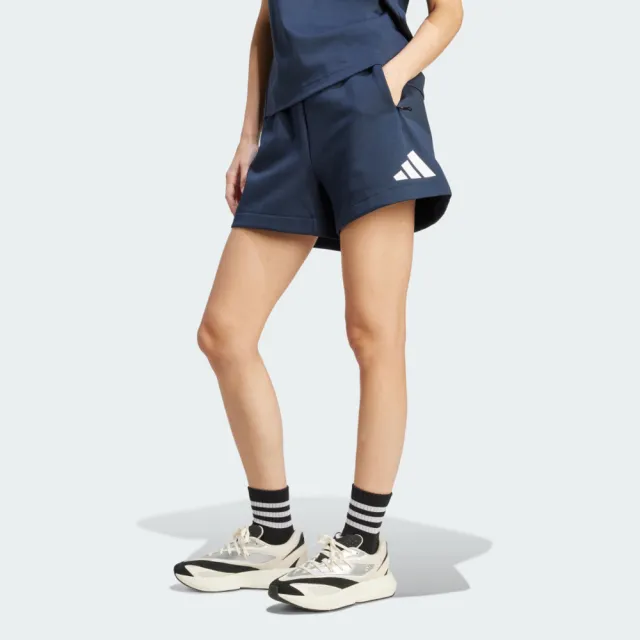 【adidas 愛迪達】W Z.n.e. Short 女 運動短褲 深藍 亞版 彈性腰頭 拉鍊口袋(JW7759)