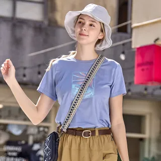 【ATUNAS 歐都納】女款ATUNAS-TEX短袖T恤(A2TS2607W灰藍/防曬抗UV/休閒/吸濕排汗透氣)