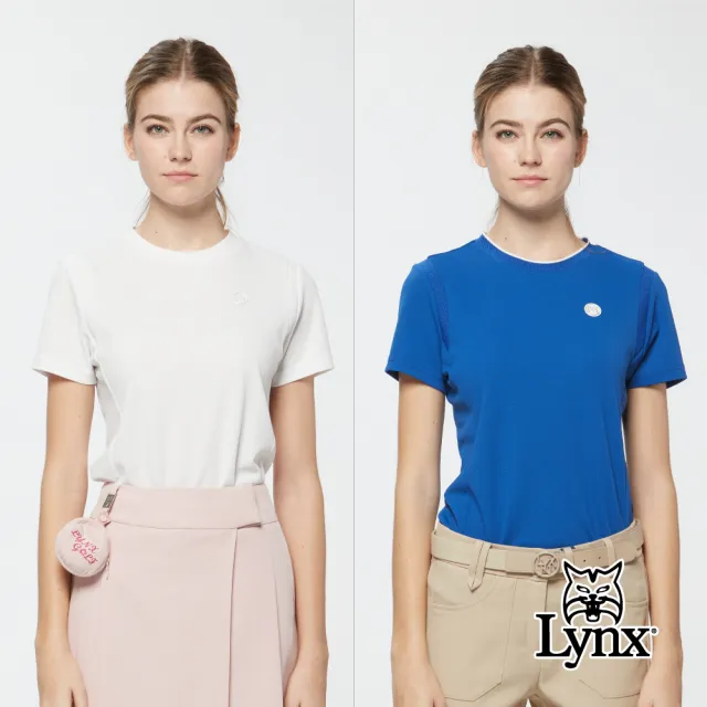 【Lynx Golf】首爾高桿風格!女款吸濕排汗內印涼感圓領短袖T恤(二色)