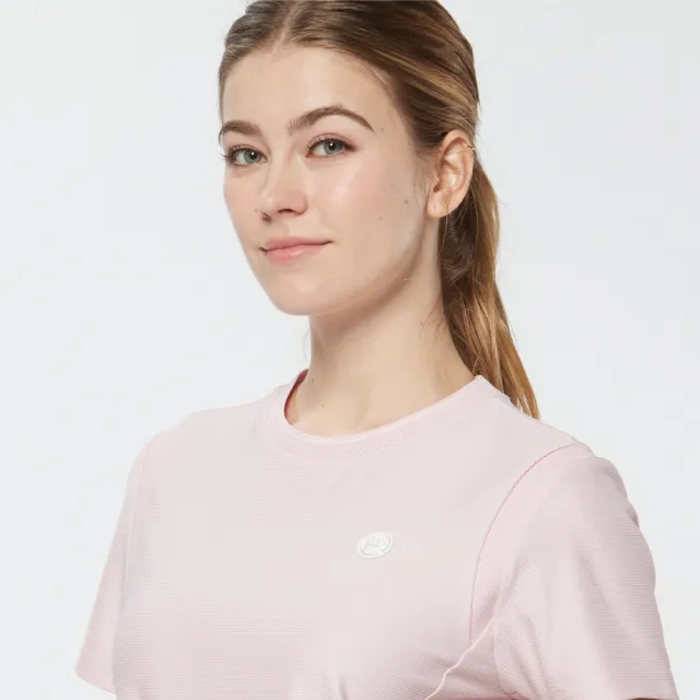 【Lynx Golf】首爾高桿風格！女款吸濕排汗彈性內印涼感圓領短袖T恤(粉紅色)