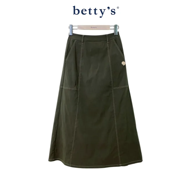 【betty’s 貝蒂思】素面壓線設計A字長裙(共二色)
