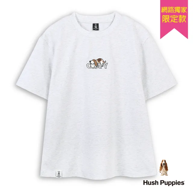 【Hush Puppies】男裝 T恤 造型英文趴趴狗寬版T恤 (淺灰 / 63111906)