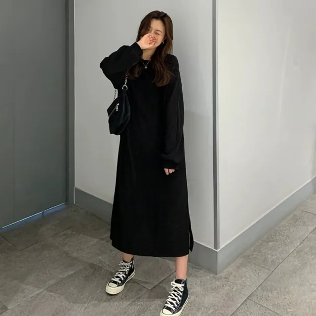 【Uicy】韓版寬鬆長版針織上衣 連身裙 吊帶裙 吊帶褲 女裝S350