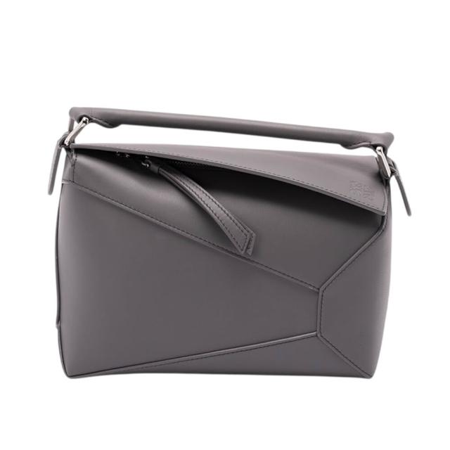 【LOEWE 羅威】Small Puzzle 小款 經典小牛皮 拼圖包 幾何 拼接包 肩背包 Slate 濃縮咖啡色 灰色