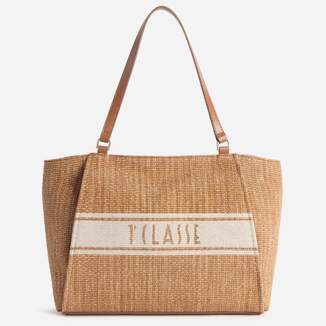 【Alviero Martini】義大利地圖包 手提側揹渡假大編織包37cm-咖啡色 (托特包)