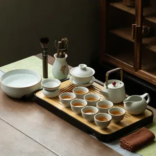 【LIFE SHOP】汝窯功夫茶具組(茶具 旅行泡茶 泡茶茶杯 交換禮物 茶器套裝組)