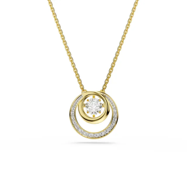 【SWAROVSKI 施華洛世奇】官方直營 Hyperbola 圓形切割鏈墜 白色 鍍金色色調 | 5738248