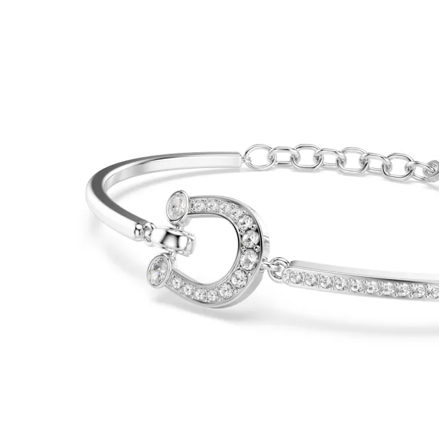 【SWAROVSKI 施華洛世奇】官方直營 Symbolica 馬蹄鐵手鏈 密鑲 白色 鍍白金色 | 5746220
