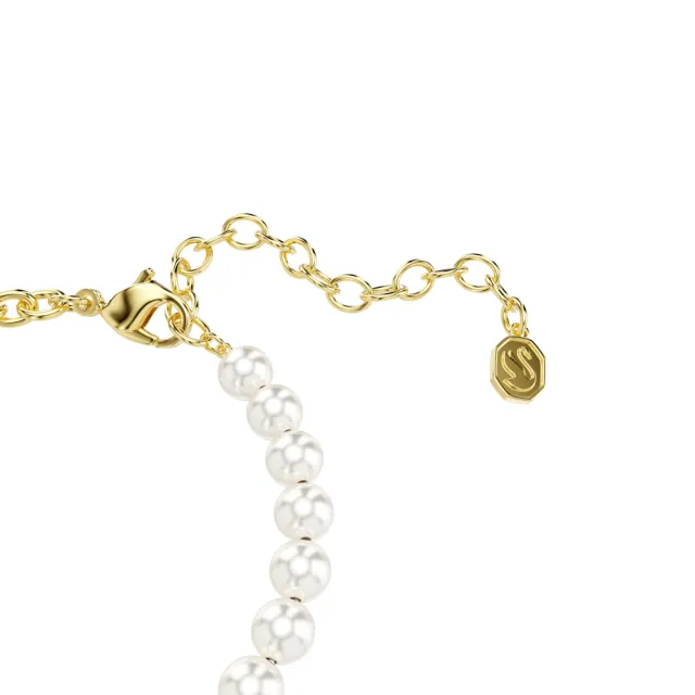 【SWAROVSKI 施華洛世奇】官方直營 Idyllia Teddy 金色泰迪熊水晶珍珠手鏈 鍍金色色調 | 5737622