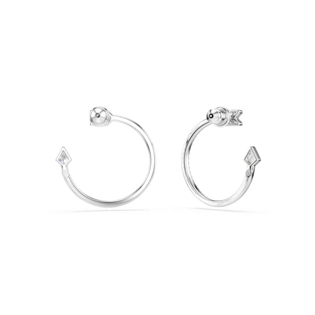 【SWAROVSKI 施華洛世奇】官方直營 Idyllia 箭頭大圈耳環 鍍白金色 愛神系列 | 5741522