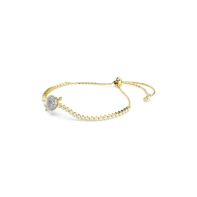 【SWAROVSKI 施華洛世奇】官方直營 Idyllia 心與箭頭手鏈 混合式切割 白色 鍍金色色調