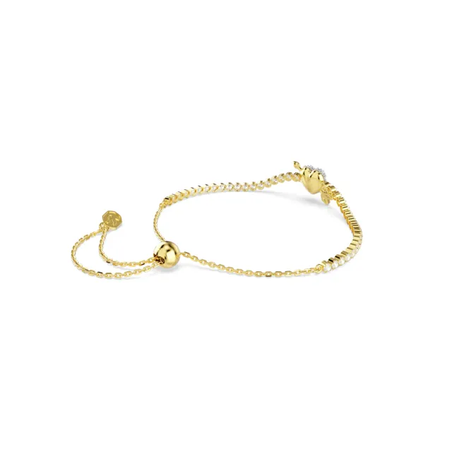 【SWAROVSKI 施華洛世奇】官方直營 Idyllia 心與箭頭手鏈 混合式切割 白色 鍍金色色調