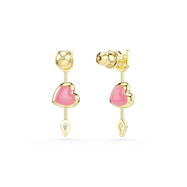 【SWAROVSKI 施華洛世奇】官方直營 Idyllia 愛心與箭頭耳環 鍍金色色調 愛神系列 | 5737295