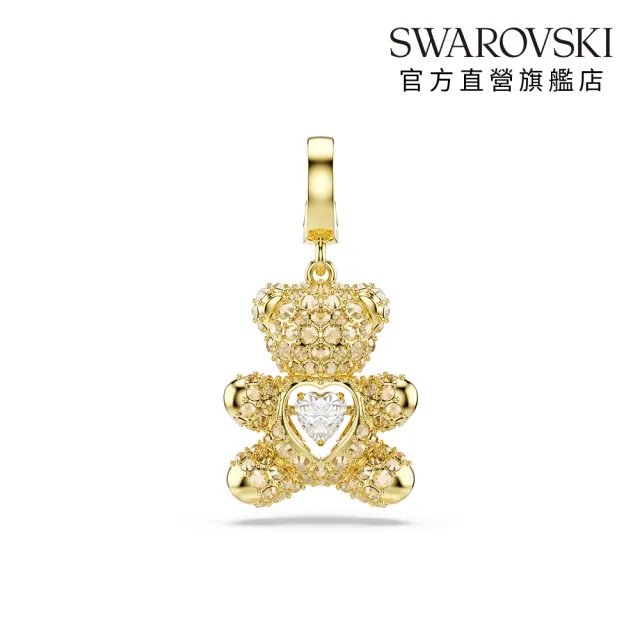 【SWAROVSKI 施華洛世奇】官方直營 Idyllia Charm 泰迪熊 混合式切割  鍍金色色調 | 5743147