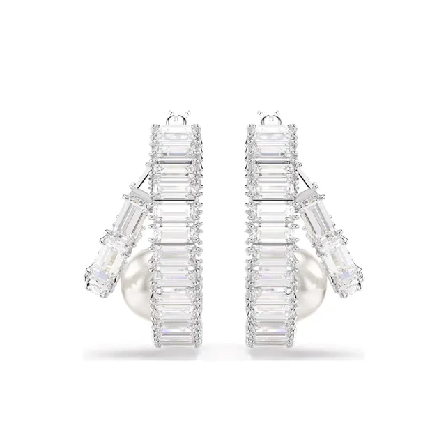 【SWAROVSKI 施華洛世奇】官方直營Ariana GrandeX Swarovski 大圈耳環 水晶珍珠 鍍白金色 | 5720868