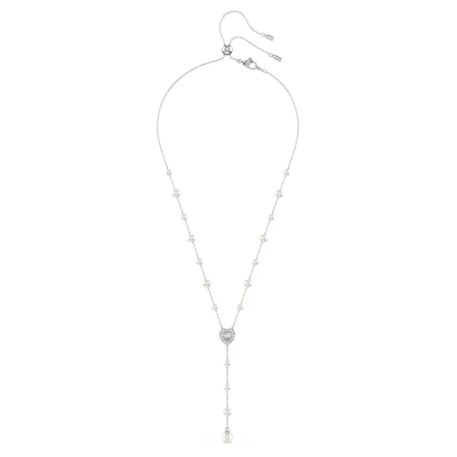 【SWAROVSKI 施華洛世奇】官方直營 Ariana Grande x Swarovski Y形項鏈 水晶珍珠 心形 鍍白金色 | 5720855