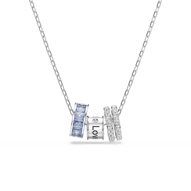【SWAROVSKI 施華洛世奇】官方直營 Connexus 鏈墜 `Love is around`藍色鍍白金色