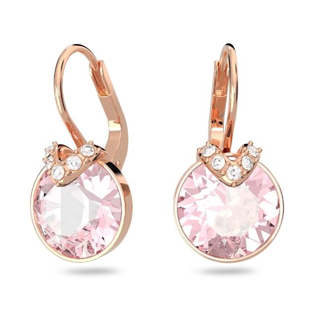 【SWAROVSKI 施華洛世奇】官方直營 Bella V 粉色水滴形耳環 鍍玫瑰金色 | 5662114