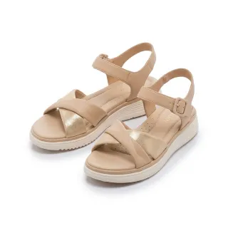 【FAIR LADY】芯太軟 扭結柔軟羊皮輕量厚底涼鞋(卡其/2E3171 女鞋)