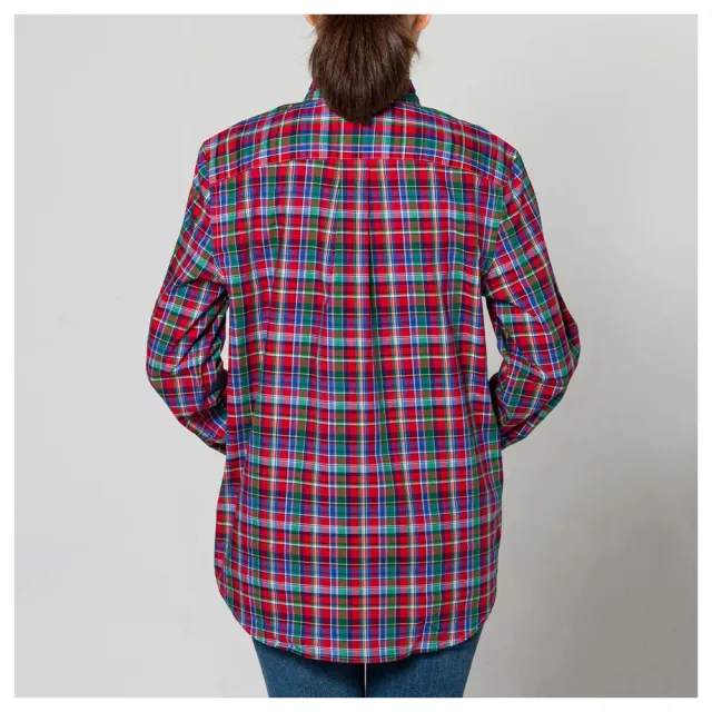 【RALPH LAUREN】小馬logo長袖多色格紋 襯衫(主體紅色)(XL)
