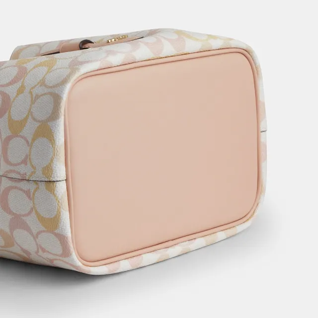 【COACH】蔻馳官方直營 精美經典標誌ROWAN水桶包-IM/粉筆白色/粉色(CEL14)