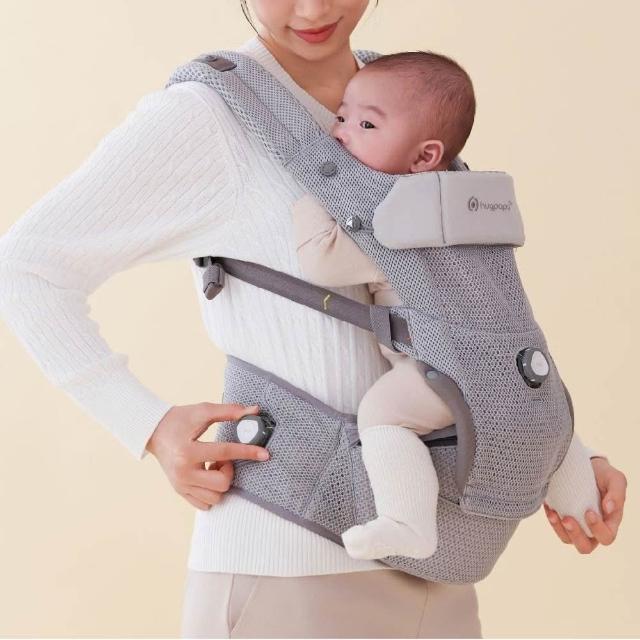 【hugpapa】DIAL-FIT MAX 韓國四合一雙旋鈕嬰兒減壓背帶頂級夏季組 透氣新生兒雙腰凳背巾 運動旋鈕調整鬆緊