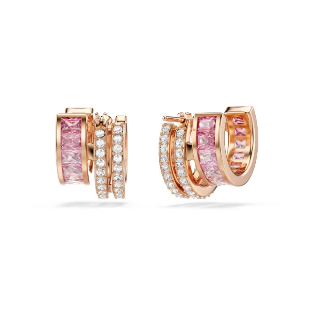 【SWAROVSKI 施華洛世奇】官方直營 Connexus 大圈耳環 粉紅色 鍍玫瑰金色調 | 5741333  (情人節禮物)