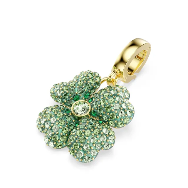 【SWAROVSKI 施華洛世奇】官方直營 Idyllia Charm 幸運草 綠色 鍍金色色調 | 5743130