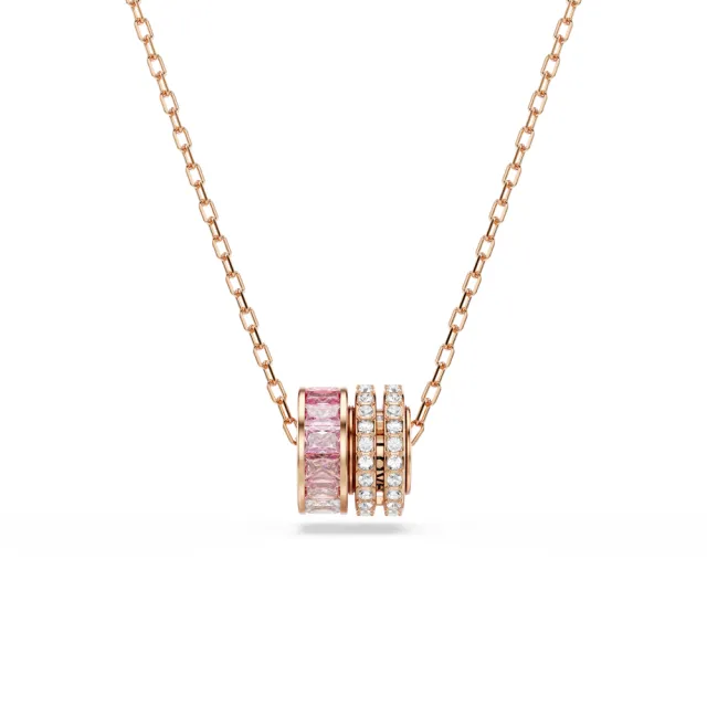 【SWAROVSKI 施華洛世奇】官方直營 Connexus 鏈墜 粉紅色 鍍玫瑰金色調 | 5741332 (情人節禮物)