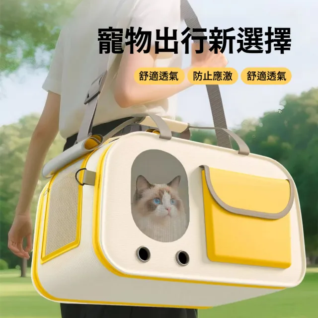 【Bayler】寵物外出包 貓狗通用透氣寵物背包 可摺疊手提寵物包 貓外出包 狗外出包 寵物旅行包 貓咪外出袋